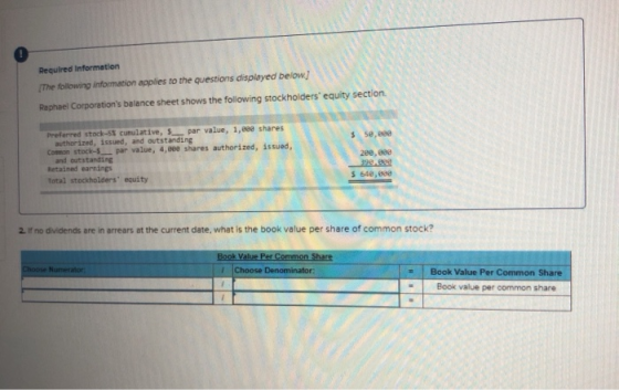 Required Information The following information applies to the questions displayed below! Raphael Corporations balance sheet