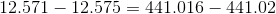12.571-12.575 = 441.016-441.02