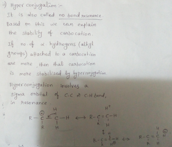 Hrer conjugalion is also called no bond nesonance Based en can explain carbo cation. this we the stabiliy of hgdrgens (alkgl