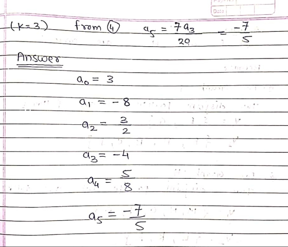 tk=3) from G -7 as 7 az 20 5 Answer ao = 3 a = 8 ( 1 ) Az 3 2 az = 4 au yo as -I s