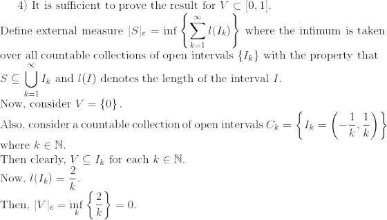 4) It is sufficient to prove the result for V C[0, 1]. Define external measure Sle = inf l (Ik) where the infimum is taken ov
