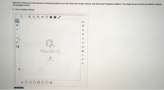 Draw the molecule on the canvas by choosing buttons from the Tools (for bonds), Atoms, and Advanced Template toolbars. The si