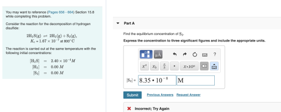 You may want to reference (Pages 656 - 664) Section 15.8 while completing this problem. Part A Consider the reaction for the