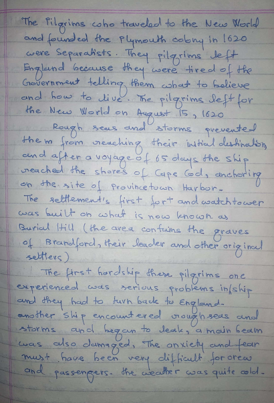 The Pilgrims coho travelael to the Neas Wo and founded fhe P mouh cobny in 1620 were Separ eksts Ther pilgtins eh Eh eind bec