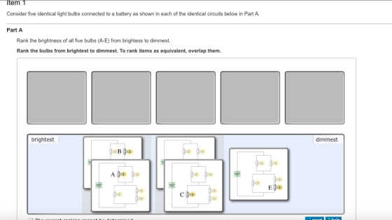 Consider five identical light bulbs connected to a