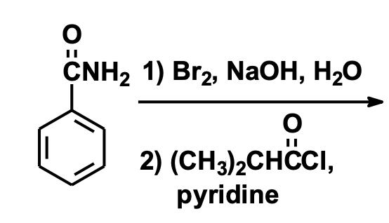 O CNH2 1) Brą, NaOH, H20 O 2) (CH3)2CHCCI, pyridine