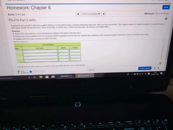 Homework:Chapter 6 Save Score: 0 of 3 pts 3 of 4 (0 complete) HW Score: 0%, 0 of 15 pts P6-47A Part 2 (alt3) Suppose Durtan p
