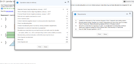 E4-31 (similar to х Question Help i Operations data (in millions) direct manufacturing labor) and one indirect-cost pool manu