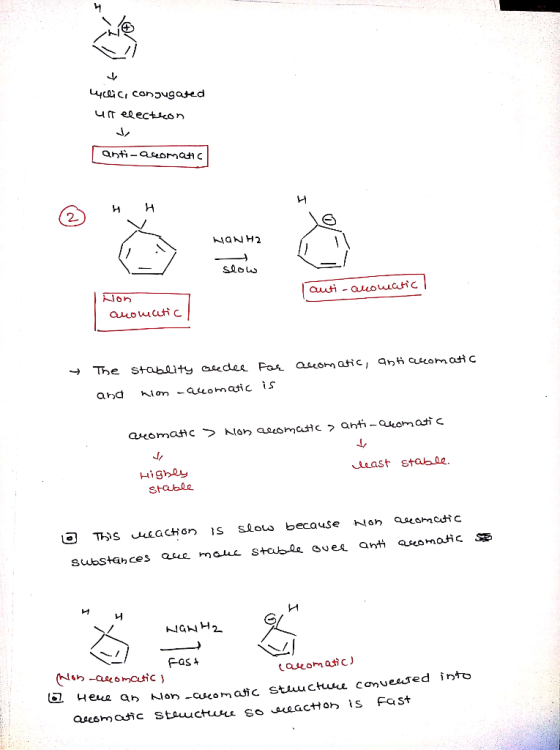 Lucic, congugated ut electron anti-aromatic H H NaNH2 Slow at - ошощенс | Non aromatic accomatic, anti aromatic → The stablit