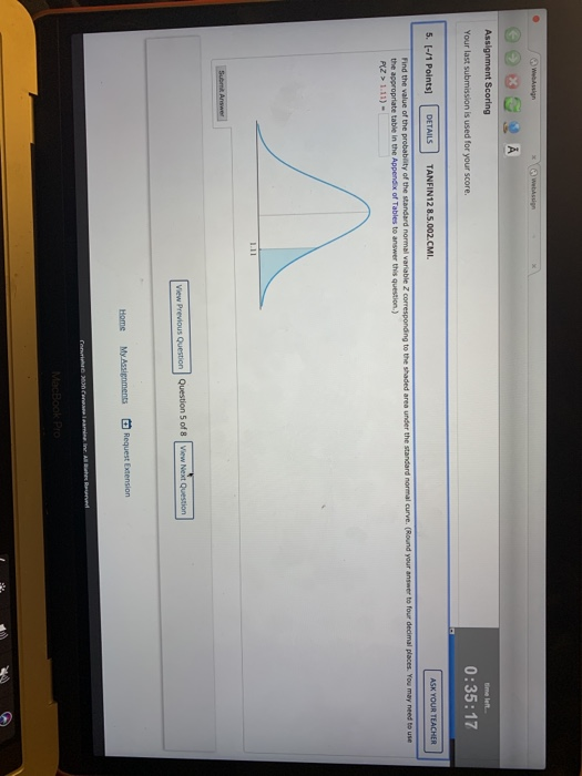 Weign Web Assignment Scoring time left Your last submission is used for your score, 0:35:17 5. [-/1 Points] DETAILS TANFIN12