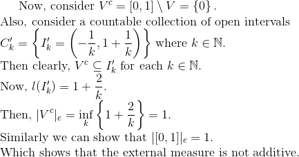 Now, consider Vº = [0, 1] \V = {0}. Also, consider a countable collection of open intervals C = { 1+ - where k EN Then clearl