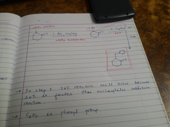 alpha position 2. C. HS Na to SN2 I. Br₂ CH₂ Cah - alpha halogenation - Nabr 100- 100%. SN2 faster reaction than because addi