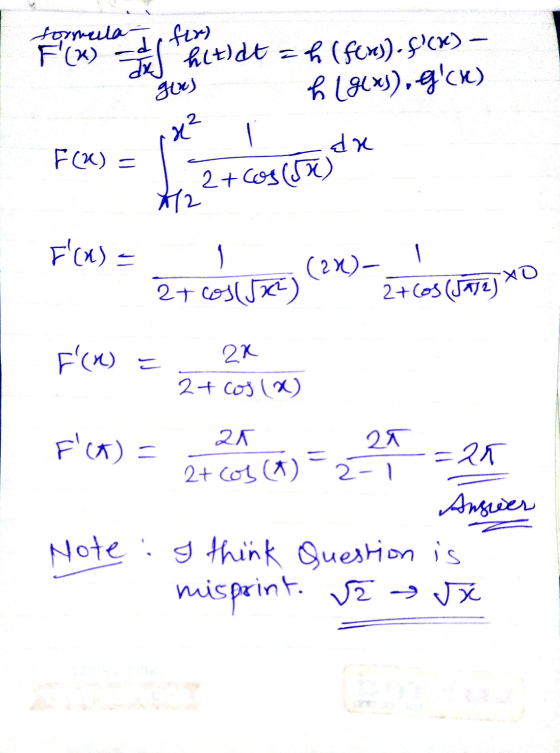 formula for) F(x) = (hltdtch (fexy). $ CX) – E f 180xs), ck) rue? In goes F(x) = cos (50) *12 F(x) = 1 2+ cosa CX I 2+cos