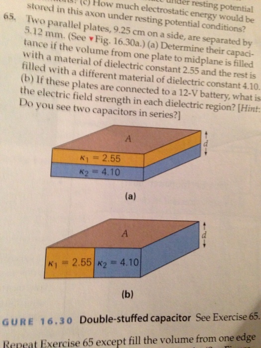 65 Two parallel plates, 9.25cm on a side are separ