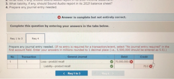 2. VALIUSS, Holly. Slud Juu RUCO TEMUI 105 ZUZCO Seteller 3. What liability, if any, should Sound Audio report in its 2021 ba
