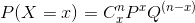 P(X = x) = C_{x}^{n} P^{x} Q^{(n-x)}