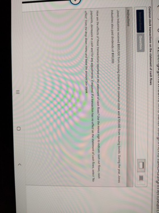 um logic UREASSIyeluviall. 2. gagemom.com Common stock transactions on the statement of cash flows Instructions Question Ins