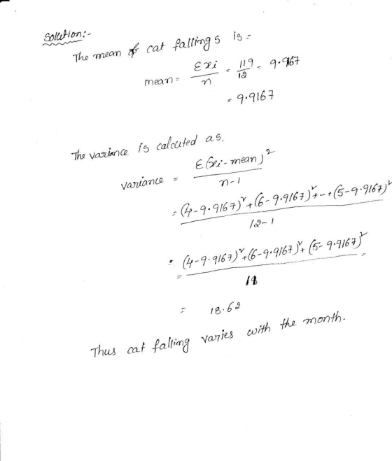 maom f cat falting s is mean 18 9.916 7 9.9167 Tho vazina is calocted as 7-1 149-1 (+-9.9167).(6-9-9161,(-9-916 13 18.63 Thes ent falingaies cwth ha month.
