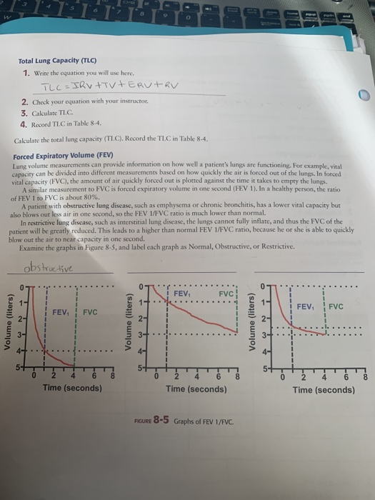 Total Lung Capacity (TLC) 1. Write the equation you will use here. TLC = IRVITVTERUTRV 2. Check your equation with your instr