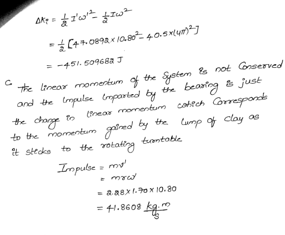 Ake = 1/2 Iw? Iw² = 5 [47.0892x10.802-40.5x(40)2) o the linear moentum of the the bearing is just 1. = -451.509682 J The li