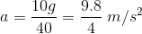 10g 9. 8 2 a = 40 =ā m/s2