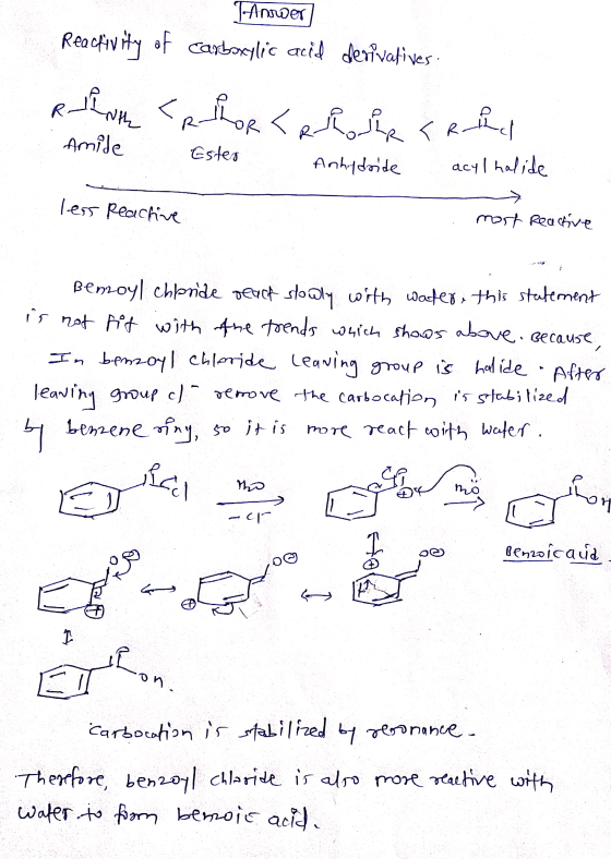Torder] Reactivity of carboxylic acid derivatives. Renth Cathor <Ruloir < Ruffed Amide Ester Anhydride acyl halide less react