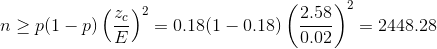pil-PG 쓺)2-24482 2.581 2 0.02 = )-=0.18(1-0.18) n
