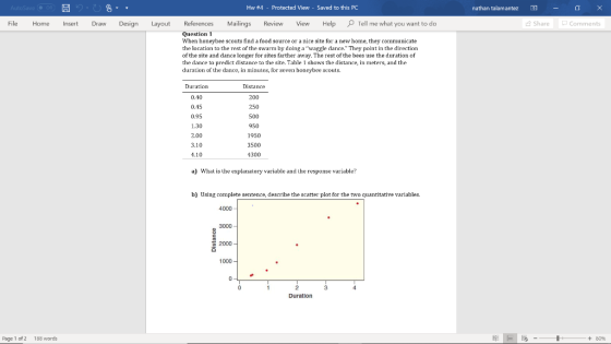 AutoSave on 2- U S Hw #4 - Protected View - Saved to this PC nathan talamantez - o X Comments File Home Insert Draw Design La