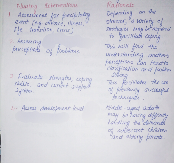 Rahonale Debending on the stressor, a variety o Stategies may beregured Nusing Inberventions 1 Assessment for preapilah eve