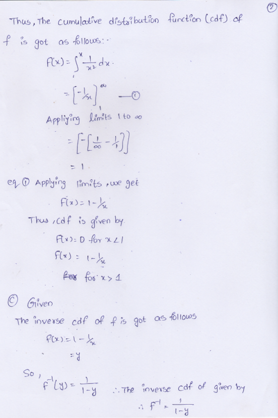 function (cdf) of Thus, the cumulative distribution f is got as follows: flx) Sady :-[-\s]0 Appliging limits 1 to 20 =f[*-] 1