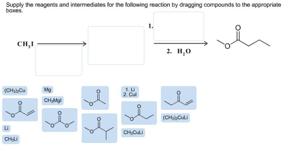 Supply the reagents and intermediates for the foll
