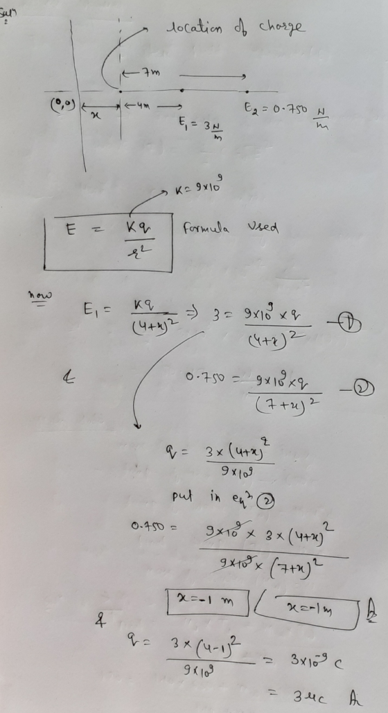 Suly location of charge — 2» С, 20-1st A Е, е за К. 9 УЈо E = formula used Е - - 3 = 9xit 4 - (Ч+ (+) 2- о-+ go = 9ч 13 x 6