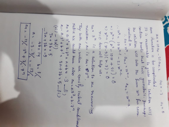 aoz-3 a, z 5 for some an z loan - 21an-2 Here iteration is too complicated. It is reasonable guess the solution will contain