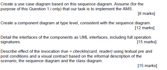 Create a use case diagram based on this sequence diagram. Assume (for the purpose of this Question 1.i only) that our task is