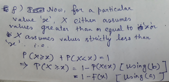 the f) Bow Now, for a particular value se, X either assumes values greater than or equal to &ror X assumes values strictly l