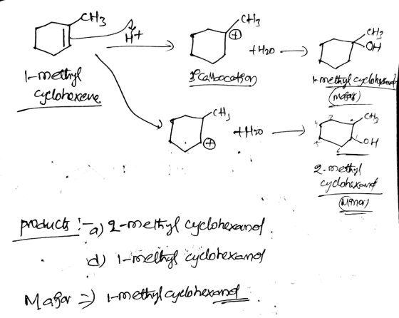 1X go Cambocation t-methyl Cyclohexene Amethyl cyclohesent (Malay) VYCH, thro - y Ch aylor Q-methyl Cyclohexano a1mor) produc