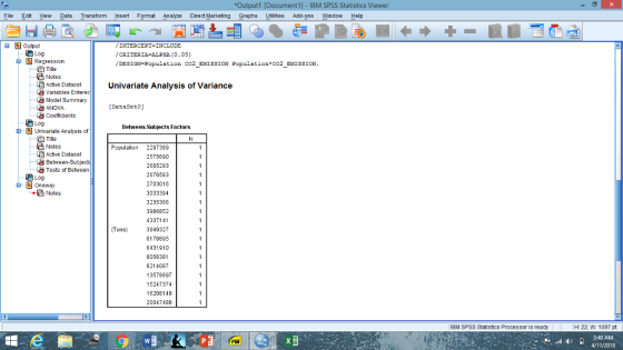 Document1] - IBM SPSS Statistics Viewer File Edit View Data Transform Inse Format Analyze Direct Marketing Graphs Utilities A