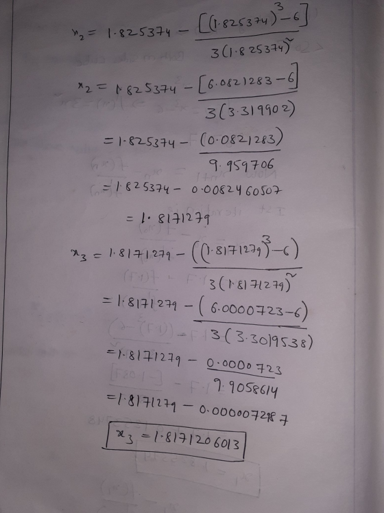 3 ₂ = 1.825374 - [(1.825374) = 6 3(1825374) *2 = 1825374 - [6.0821283-2 3(3:31990) = 1.825374 - (0.082,283) 9.959706 1 ( = 1.