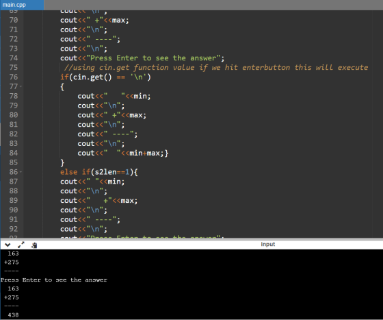 לס == main.cpp 0 70 71 72 73 74 75 76 77. 78 79 80 81 82 83 84 85 86 87 88 89 90 91 92 couc cout<< + (max; cout<<\n; cout<