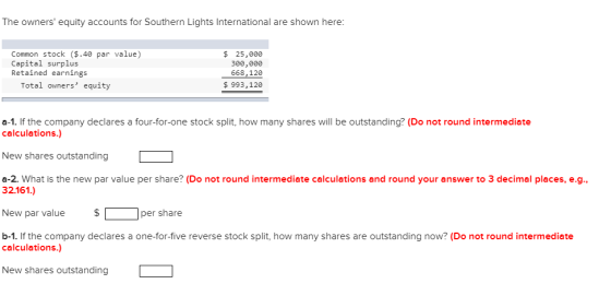 The owners equity accounts for Southern Lights International are shown here: Common stock ($.40 par value) Capital surplus R