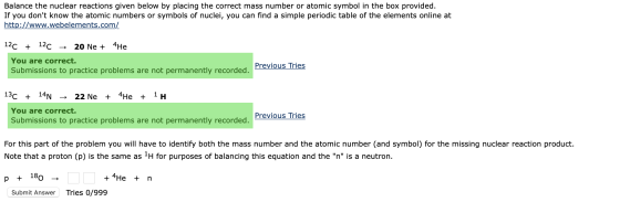 Balance the nuclear reactions given below by placing the correct mass number or atomic symbol in the box provided. If you don