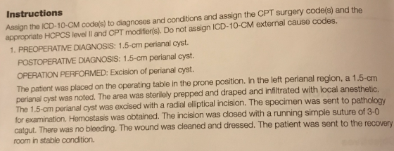 Instructions Assign the ICD-10-CM code(s) to diagnoses and conditions and assign the CPI surgery code(s) and the appropriate