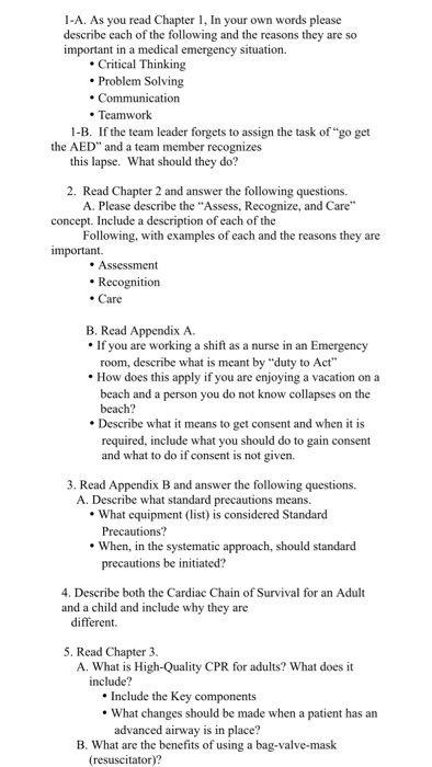 1-A. As you read Chapter 1, In your own words please describe each of the following and the reasons they are so important in