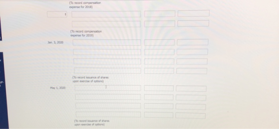 (To record compensation expense for 2018) (To record compensation expense for 2019) Jan 3, 2020 (To recordance of shares upon