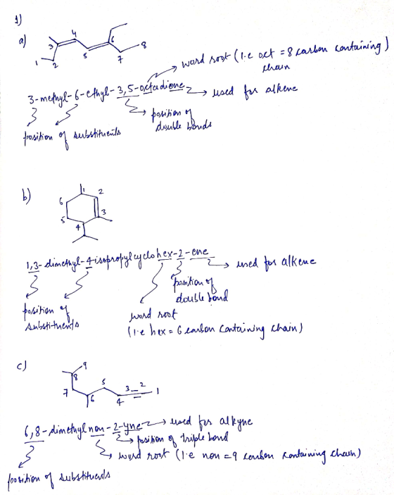 word soot (le oct = 8 carbon containing) than alkene for 3-methyl-6-ethyl-3, 5-octanene 2 used 3 s 2 position of double blond