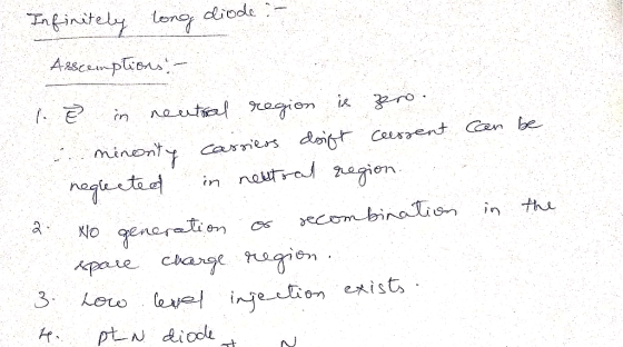 diode Tfinitely lencz Asscnpuons in neut region ik 2ro : minenty oeetid o generin Kpare charge ragion Casniers dot ceesrent C