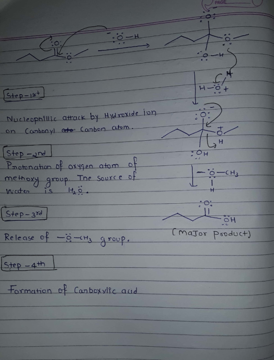 PAGE Step group-Ine. Source-of etho Step-3 of maor Psoduct) Release -CH soU -a-ha-group. 4th Formation of Canboxylic aud