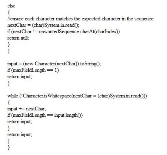 else /lensure each character matches the expected character in the sequence: nextChar (char)System in.read0; if (nextCharunwa