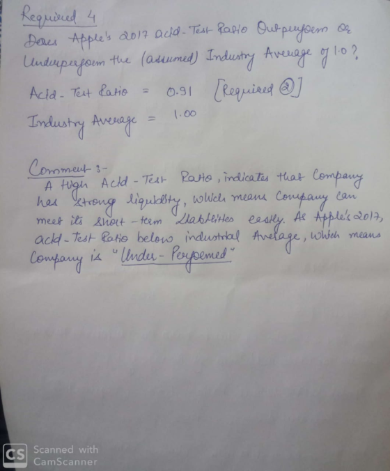 Requirued 4 Daes Apples do17 acld-Test Rablo Qulperyoem o Undupufoum the (aduumed) Industy Average og lo? 0.91 (eguirid OJ A