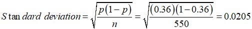Stan dard deviation-pl-P)0361-0.36) - 0.0205 1 550